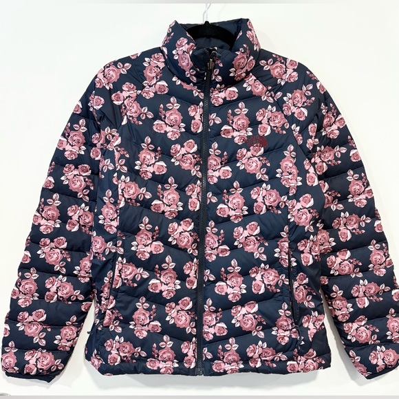 The North Face Jackets & Blazers - The North Face Flare Jacket Navy Blue Floral 550 Down Fill | Women’s Size Medium